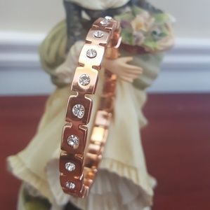 Rhinestone/Rose Gold Copper Bangle